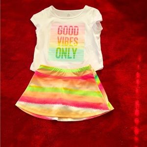 Ideology toddler girl short sleeve graphic t-shirt & coordinating skirt